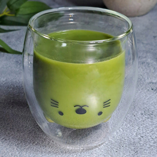 Cat Double Wall Matcha Glass - 290 ml. Perfect for birthdays, housewarming gifts, tea sets, graduations, weddings, bachelorette parties and Christmas gifts.