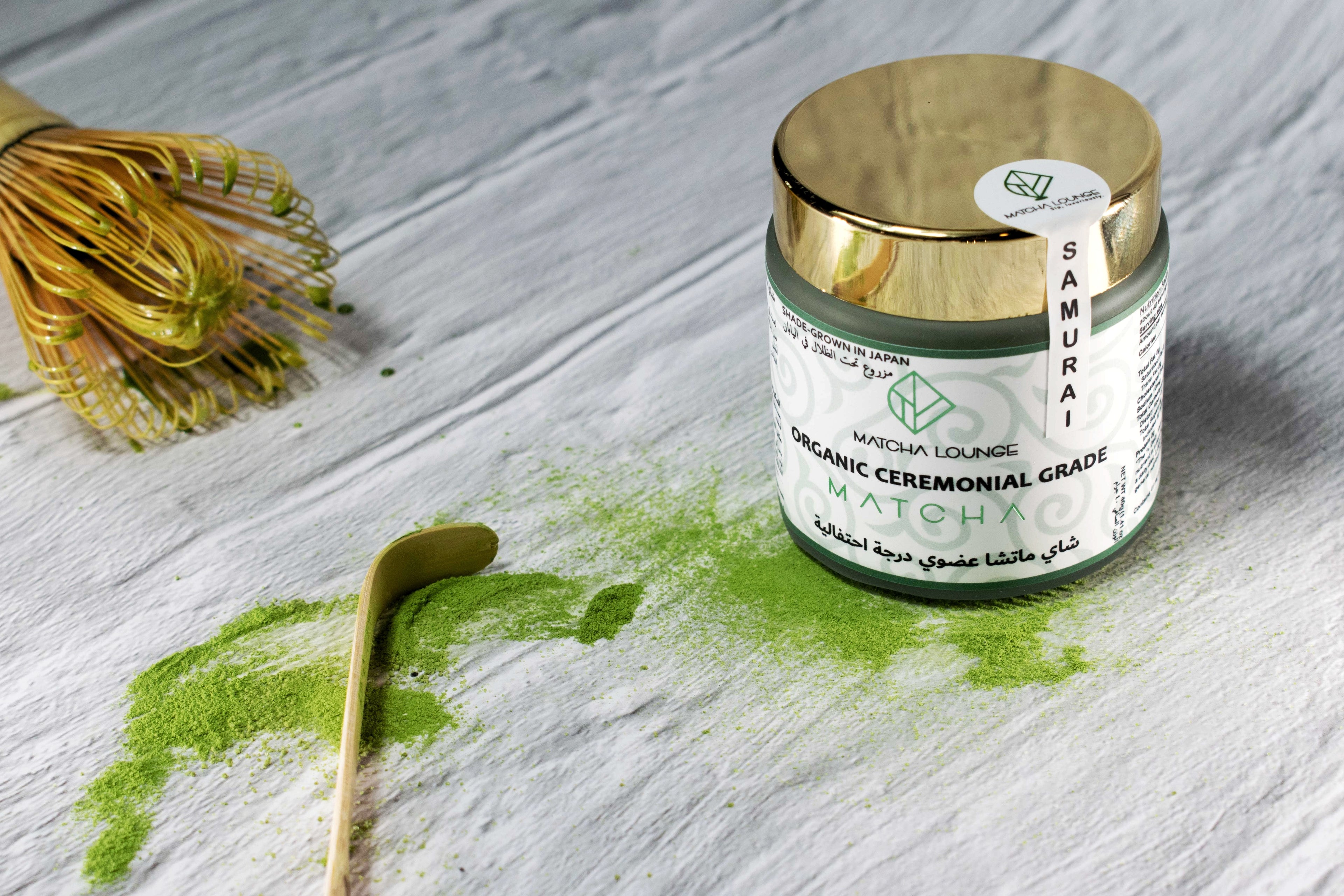 Superior in every way- taste, texture, and the vibrant green color found in only the highest quality and most exquisite ceremonial grade matcha teas in Japan. Ceremonial grade Samurai matcha, shade-grown and first harvested from the youngest leaves of the green tea plant. Delivered to you across Dubai and the UAE.