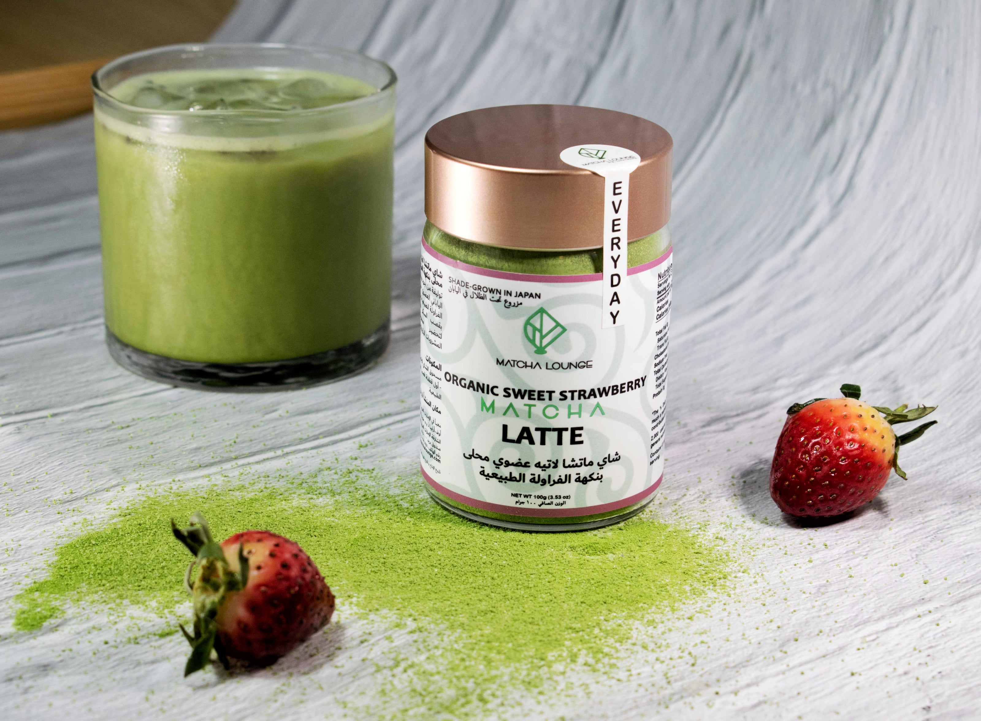Harvested and handpicked in Uji during the first flush, our organic strawberry matcha is the perfect base for dreamy lattes. Combined with natural strawberry flavor and cane sugar, it is the ideal blend for premium latte drinks, cold brew, cocktails. Delivered to you across Dubai and the UAE.