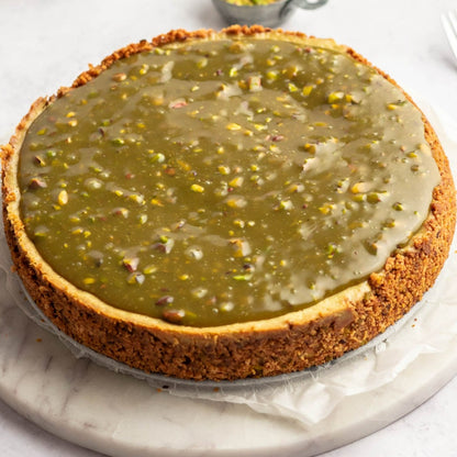 Matcha green tea pecan cheesecake, made with organic matcha and organic pea protein. Baked with love in Dubai. A great gift for a family or a treat for a special someone to enjoy over and over. Delivered to you across Dubai and the UAE.