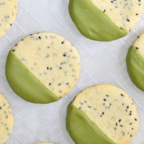 Experience the unique flavors of our signature Matcha Black Sesame Tahini Cookies. These delectable treats combine the earthy goodness of matcha with the rich nuttiness of black sesame and the creaminess of tahini, creating a truly divine combination that will leave your taste buds craving for more.
