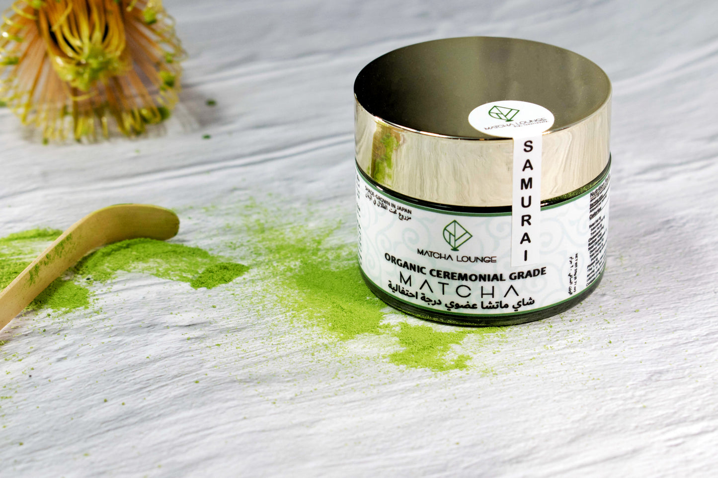 Superior in every way- taste, texture, and the vibrant green color found in only the highest quality and most exquisite ceremonial grade matcha teas in Japan. Ceremonial grade Samurai matcha, shade-grown and first harvested from the youngest leaves of the green tea plant. Delivered to you across Dubai and the UAE.