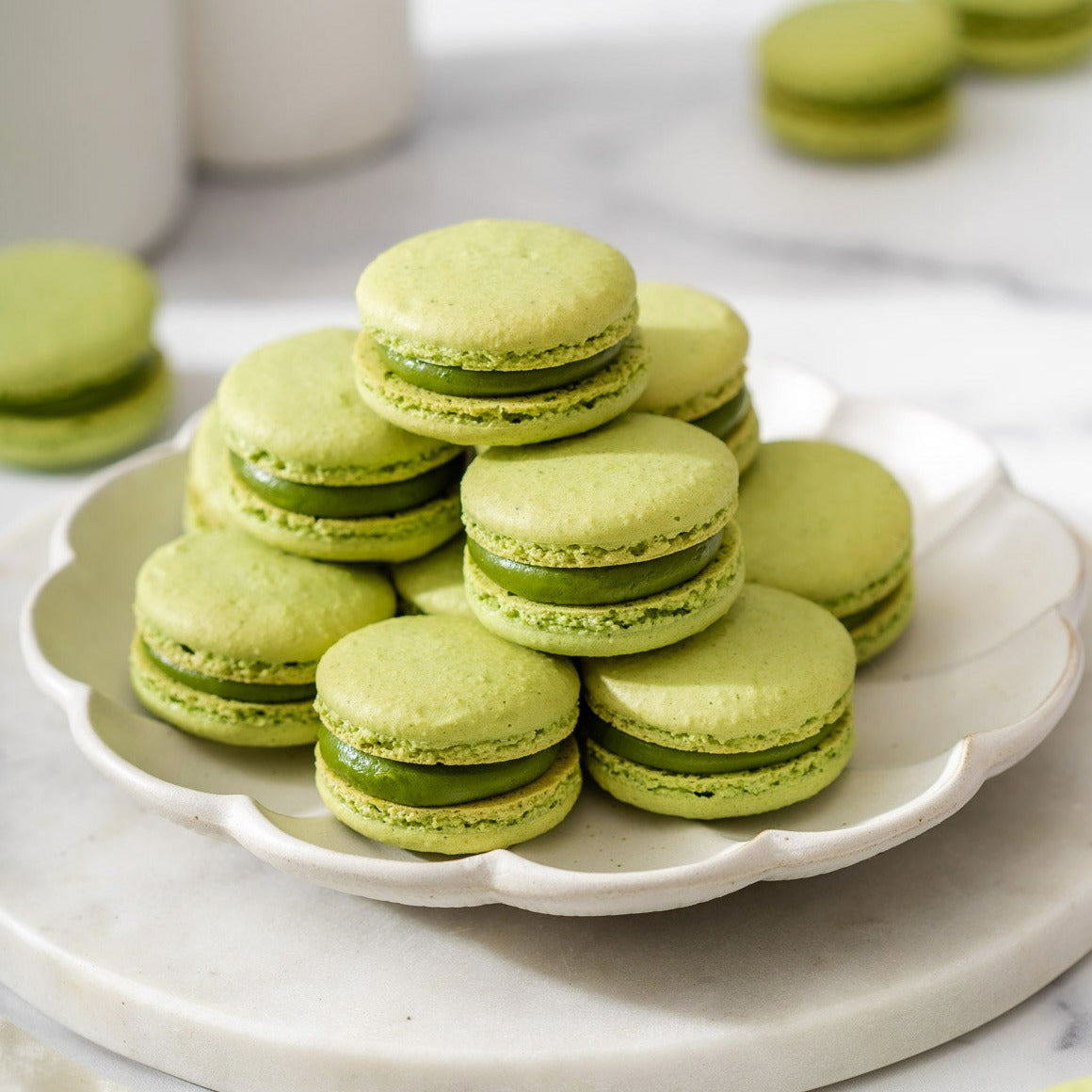  Baked matcha green tea macarons, made with organic matcha. Baked with love in Dubai. A great gift for a family or a treat for a special someone to enjoy over and over. Delivered to you across Dubai and the UAE.