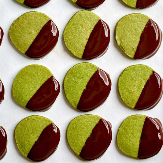 Matcha green tea butter cookies, made with organic matcha. Baked with love in Dubai. A great gift for a family or a treat for a special someone to enjoy over and over. Delivered to you across Dubai and the UAE.