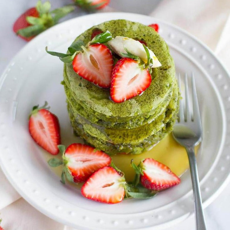 Matcha green tea pancakes - basked in Dubai. Delivered to your doorstep.