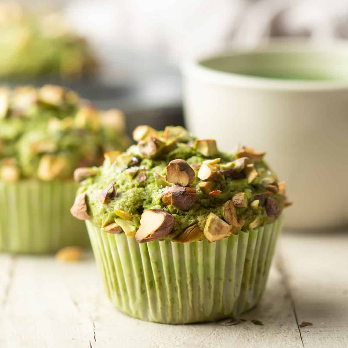 Matcha green tea pistachio muffins, made with organic matcha, spongy, fluffy and baked with love in Dubai. A great gift for a family or a treat for a special someone to enjoy over and over. Delivered to you across Dubai and the UAE.