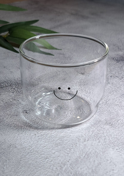 Smiley Drinking Glass Cup - 300ml. Perfect for birthdays, housewarming gifts, tea sets, graduations, weddings, bachelorette parties and Christmas gifts.