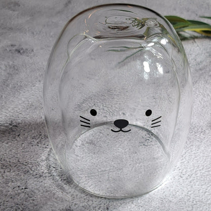 Cat Double Wall Matcha Glass - 290 ml. Perfect for birthdays, housewarming gifts, tea sets, graduations, weddings, bachelorette parties and Christmas gifts.