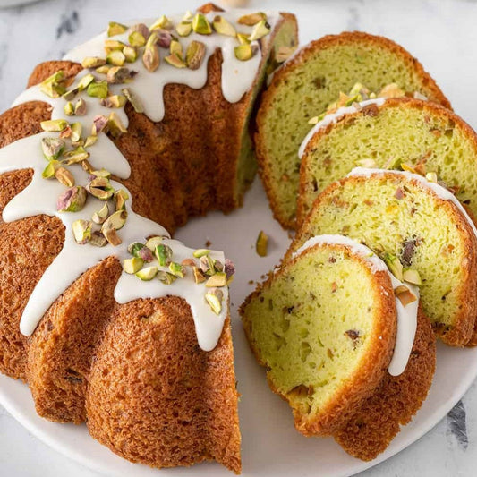 Pistachio matcha pound cake, luxurious cakes made with love by Matcha Lounge. Delivered to you across Dubai and the UAE.